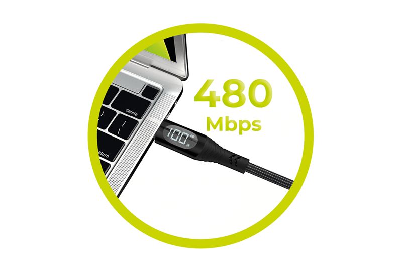 Cablu date si incarcare Mobile Origin USB-C la USB-C 1.5m 100W cu afisaj (iPhone 17 Pro Max, MO-100WDC-CB2) by www.silkase.ro